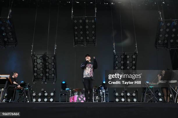 Chvrches performs onstage during Day 3 of the 2018 Governors Ball Music Festival at Randall's Island on June 3, 2018 in New York City.