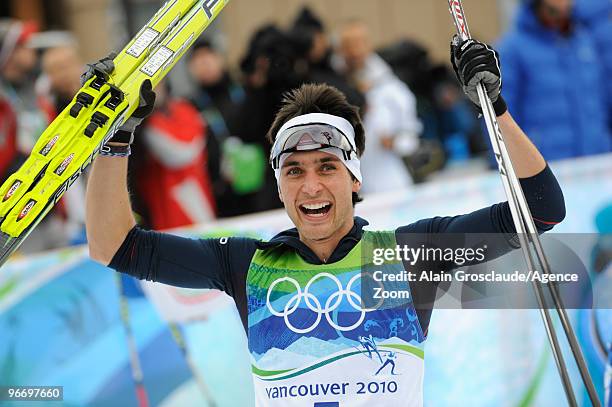 Jason Lamy Chappuis of France takes Gold medal during the Nordic Combined Individual NH/10km on Day 3 of the 2010 Vancouver Winter Olympic Games on...