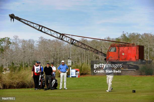 Fred Couples hits to the sixth green during the final round of The ACE Group Classic at The Quarry on February 14, 2010 in Naples, Florida.