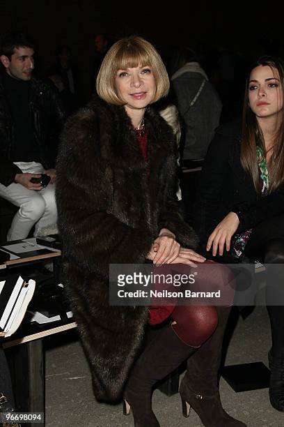Editor in chief of Vogue Magazine Anna Wintour attends the Thakoon Fall 2010 Fashion Show during Mercedes-Benz Fashion Week at Eyebeam Gallery on...