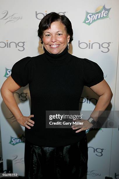 President/CEO of BET Debra Lee arrives for the 4th annual Two Kings Dinner hosted by Jay-Z and LeBron James at the W Dallas on February 13, 2010 in...