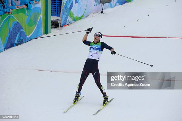 Jason Lamy Chappuis of France takes Gold medal during the Nordic Combined Individual NH/10km on Day 3 of the 2010 Vancouver Winter Olympic Games on...