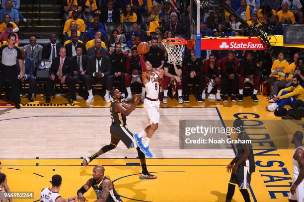 Jordan Clarkson of the Cleveland Cavaliers shoots the ball against the Golden State Warriors in Game Two of the 2018 NBA Finals on June 3, 2018 at...