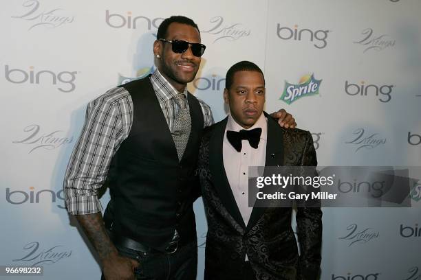 Player LeBron James and rapper/producer Shawn "Jay-Z" Carter on the red carpet at the 4th annual Two Kings Dinner that they co-host at the W Dallas...