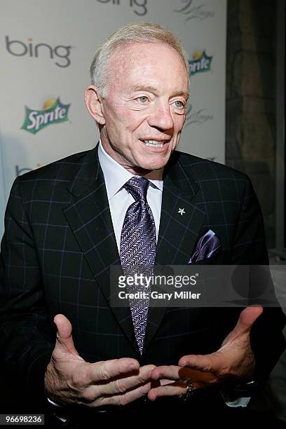 Dallas Cowboys owner Jerry Jones arrives for the 4th annual Two Kings Dinner hosted by Jay-Z and LeBron James at the W Dallas on February 13, 2010 in...