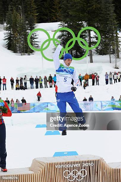 Jason Lamy Chappuis of France takes Gold medal during the Nordic Combined Individual NH/10km on Day 3 of the 2010 Vancouver Winter Olympic Games on...