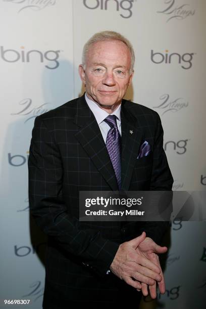 Dallas Cowboys owner Jerry Jones arrives for the 4th annual Two Kings Dinner hosted by Jay-Z and LeBron James at the W Dallas on February 13, 2010 in...