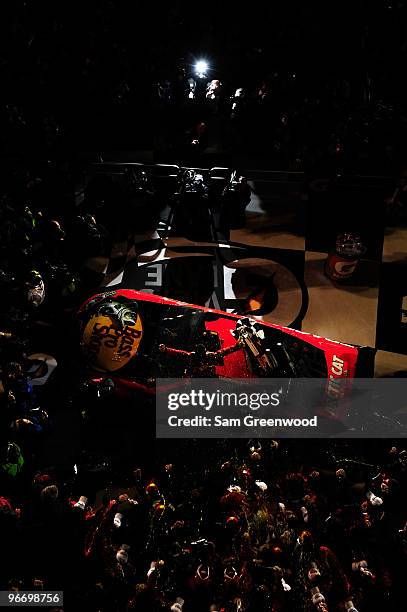 Jamie McMurray, driver of the Bass Pro Shops/Tracker Boats Chevrolet, celebrates in Victory Lane after winning the NASCAR Sprint Cup Series Daytona...