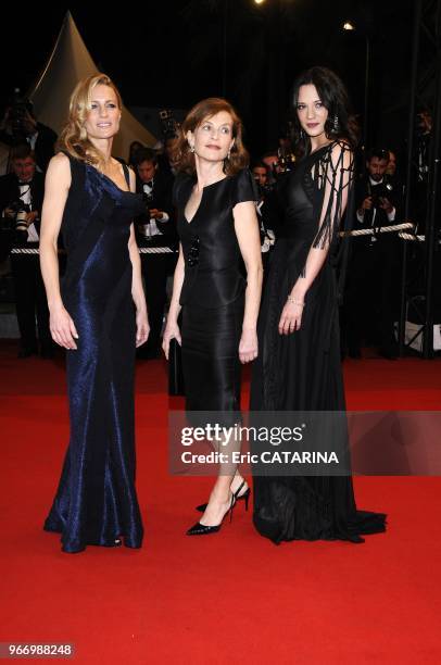 Isabelle Huppert, Asia Argento and Robin Wright Penn attend the Vincere Premiere.