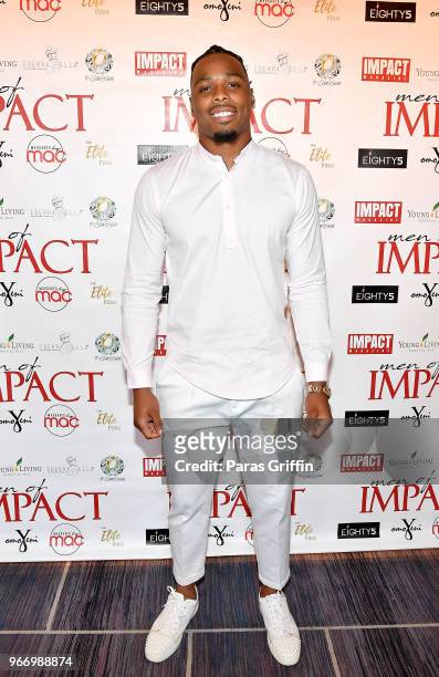Player Christian Kirksey attends Men of Impact Honoree Dinner at Four Seasons Hotel on June 3, 2018 in Atlanta, Georgia.