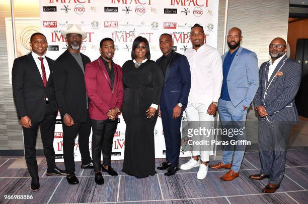 Dominic Stokes, actor Isaiah Washington, Andrew Hawkins, Founder of IMPACT Magazine Tunisha Brown, Jeff Johnson, Christian Kirksey, Derek Blanks, and...