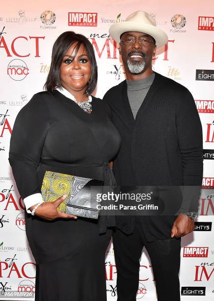 Founder of IMPACT Magazine Tunisha Brown and actor Isaiah Washington attends Men of Impact Honoree Dinner at Four Seasons Hotel on June 3, 2018 in...