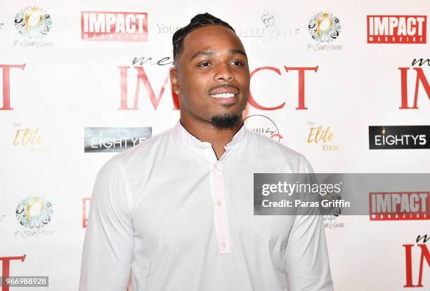 Player Christian Kirksey attends Men of Impact Honoree Dinner at Four Seasons Hotel on June 3, 2018 in Atlanta, Georgia.