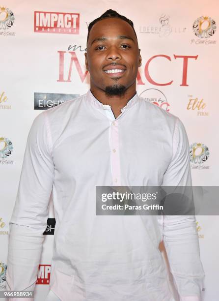 Player Christian Kirksey attends Men of Impact Honoree Dinner at Four Seasons Hotel on June 3, 2018 in Atlanta, Georgia.