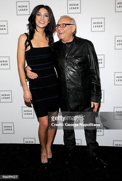 Actress Jessica Szohr and Max Azria attend the Herve Leger By Max Azria Fall 2010 fashion show during Mercedes-Benz Fashion Week at Bryant Park on...