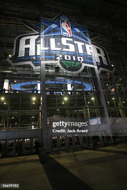 General exterior view of an All-Star logo displayed during the NBA All-Star Game, as part of 2010 NBA All-Star Weekend on February 14, 2010 at...