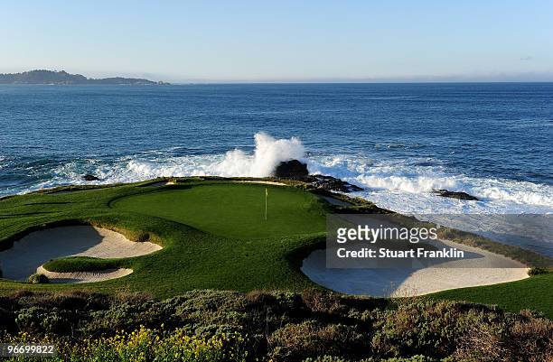 General view of the seventh hole before the final round of the AT&T Pebble Beach National Pro-Am at Pebble Beach Golf Links on February 14, 2010 in...