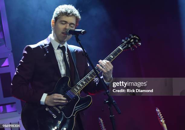 Justin Davis of Striking Matches performs onstage at the Innovation In Music Awards on June 3, 2018 in Nashville, Tennessee.