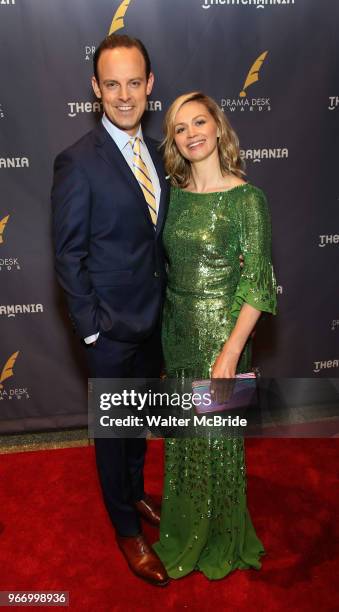 Harry Hadden-Paton and Rebecca Night during the arrivals for the 2018 Drama Desk Awards at Town Hall on June 3, 2018 in New York City.