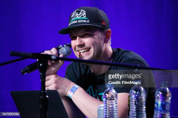 Nick Wiger performs onstage during 'Doughboys' in the Larkin Comedy Club during Clusterfest at Civic Center Plaza and The Bill Graham Civic...