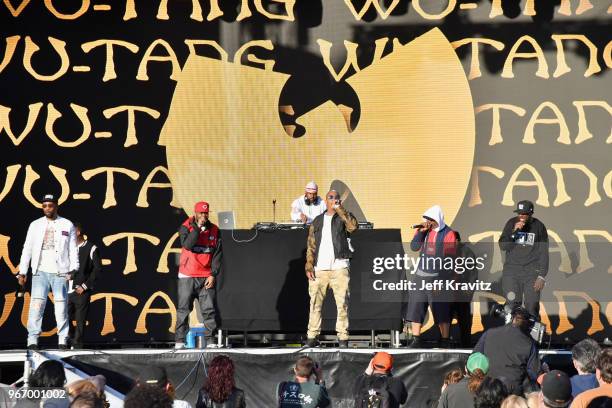 Ghostface Killah, U-God, Mathematics, Cappadonna and Inspectah Deck perform on the Colossal Stage during Clusterfest at Civic Center Plaza and The...