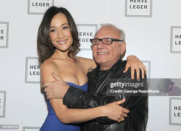 Maggie Q and Max Azria attend the Herve Leger By Max Azria Fall 2010 fashion show during Mercedes-Benz Fashion Week at Bryant Park on February 14,...