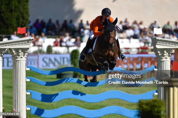 Leopold VAN ASTEN for Netherlands, riding VDL GROEP MISS UNTOUCHABLE during Banca Intesa Nations Cup CSIO Rolex Piazza di Siena on May 25, 2018 in...