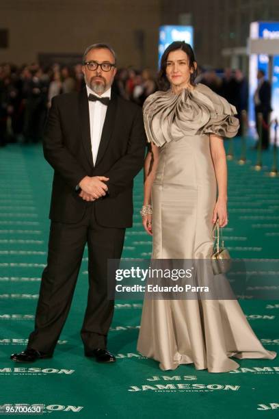 Alex de la Iglesia and Angeles Gonzalez Sinde attend Goya prizes photocall at Madrid City Hall on February 14, 2010 in Madrid, Spain.