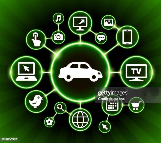 car internet communication technology dark buttons background - car touch screen stock illustrations