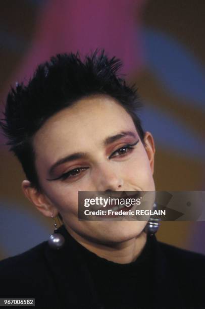 Portrait de Jeanne Mas, chanteuse, le 25 avril 1986 à Paris, France.