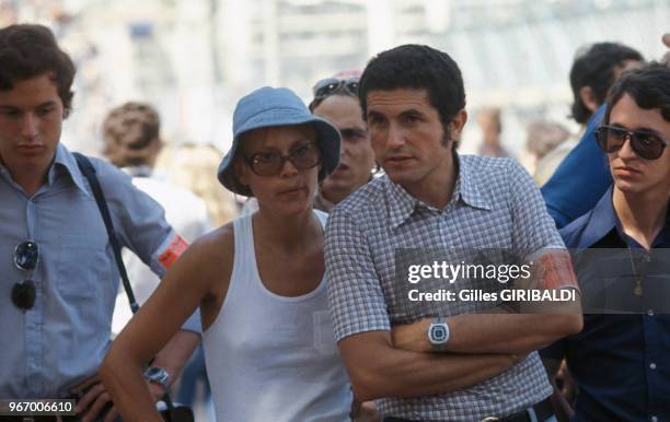 Claude Lelouch et Marthe Keller au Festival de Cannes pour le film 'Toute une vie' le 19 mai 1974, France.