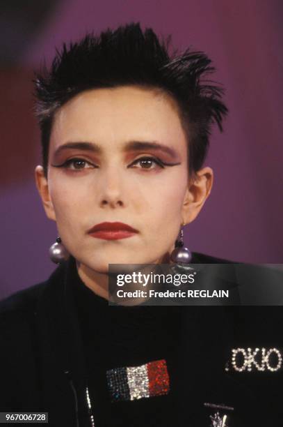 Portrait de Jeanne Mas, chanteuse, le 25 avril 1986 à Paris, France.