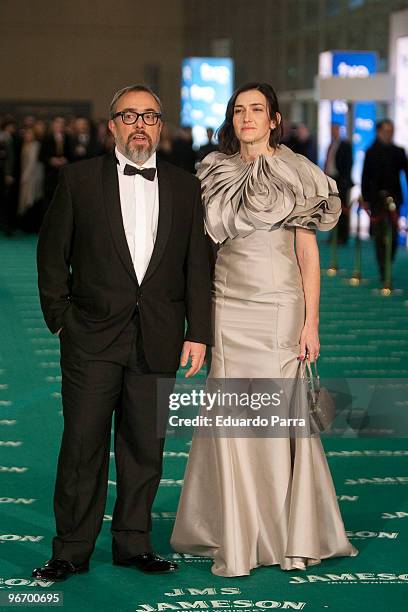 Alex de la Iglesia and Angeles Gonzalez Sinde attend Goya prizes photocall at Madrid City Hall on February 14, 2010 in Madrid, Spain.