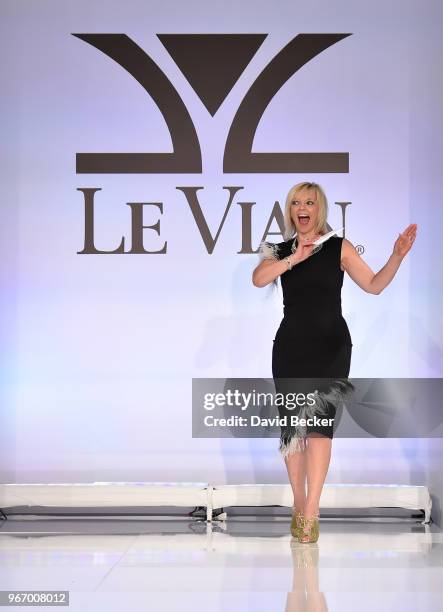 Harper's Bazaar Executive Beauty and Fashion Editor Avril Graham arrives on stage during the Le Vian 2019 Red Carpet Revue at the Mandalay Bay...