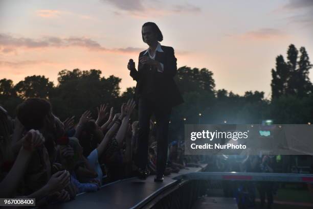 Nick Cave and The Bad Seeds perform live at APE Presents festival at Victoria Park, London on June 3, 2018.