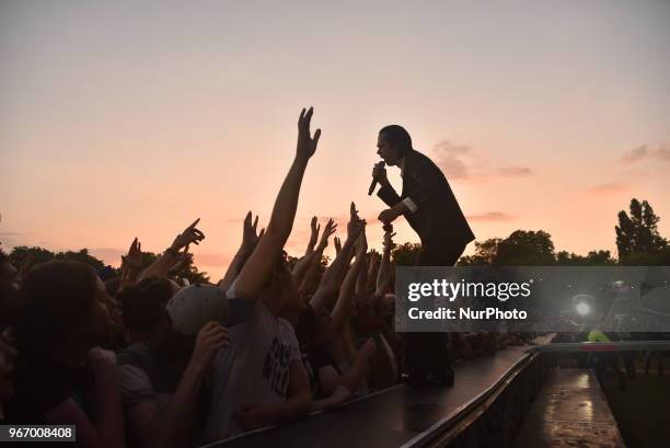 Nick Cave and The Bad Seeds perform live at APE Presents festival at Victoria Park, London on June 3, 2018.