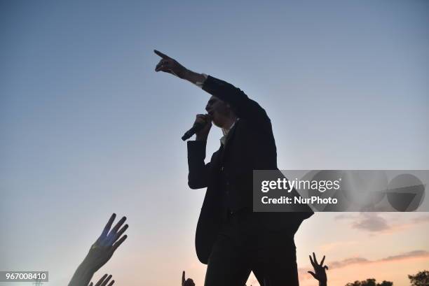 Nick Cave and The Bad Seeds perform live at APE Presents festival at Victoria Park, London on June 3, 2018.