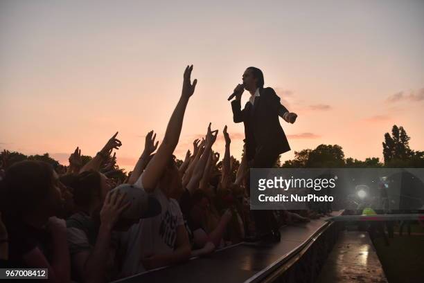 Nick Cave and The Bad Seeds perform live at APE Presents festival at Victoria Park, London on June 3, 2018.