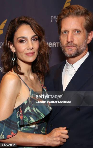 Annie Parisse and Paul Sparks during the arrivals for the 2018 Drama Desk Awards at Town Hall on June 3, 2018 in New York City.