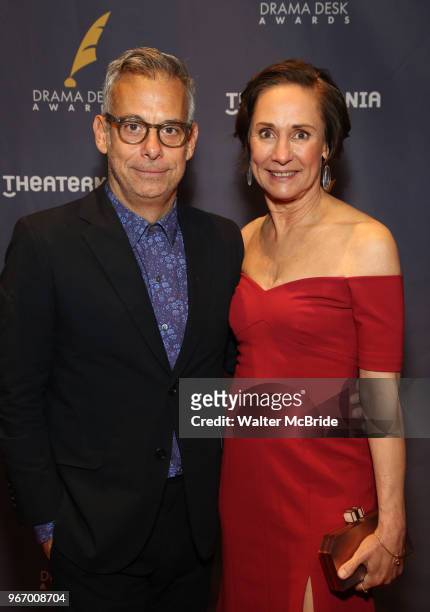 Joe Mantello and Laurie Metcalf during the arrivals for the 2018 Drama Desk Awards at Town Hall on June 3, 2018 in New York City.