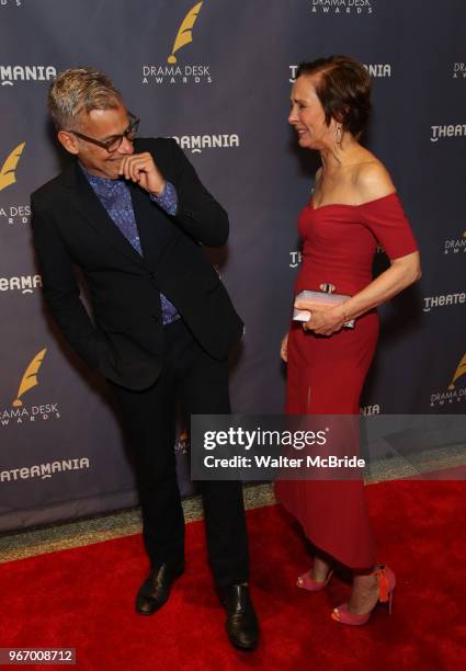 Joe Mantello and Laurie Metcalf during the arrivals for the 2018 Drama Desk Awards at Town Hall on June 3, 2018 in New York City.