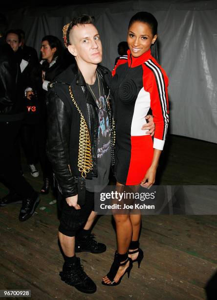 Designer Jeremy Scott and singer Ciara attend Y-3 Fall 2010 during Mercedes-Benz Fashion Week at Park Avenue Armory on February 14, 2010 in New York...