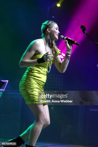 Singer-songwriter Ashley Campbell performs onstage during Nashville '80s Dance Party benefiting The Alzheimer's Association at Wildhorse Saloon on...