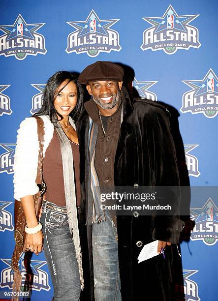 Former NFL Player Deion Sanders arrives during the NBA All-Star Game as part of the 2010 NBA All-Star Weekend at Cowboys Stadium on February 14, 2010...