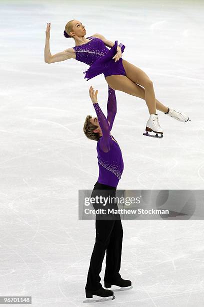 Stacey Kemp and David King of Great Britain compete in the figure skating pairs short program on day 3 of the Vancouver 2010 Winter Olympics at...
