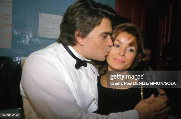 Bernard Tapie et sa femme Dominique au mariage de Yves Mourousi le 28 spetembre 1985 à Nimes, France.