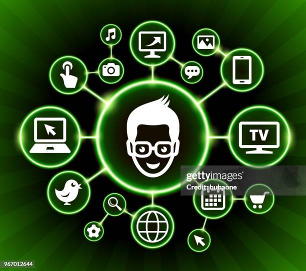 student internet communication technology dark buttons background - digital native stock illustrations