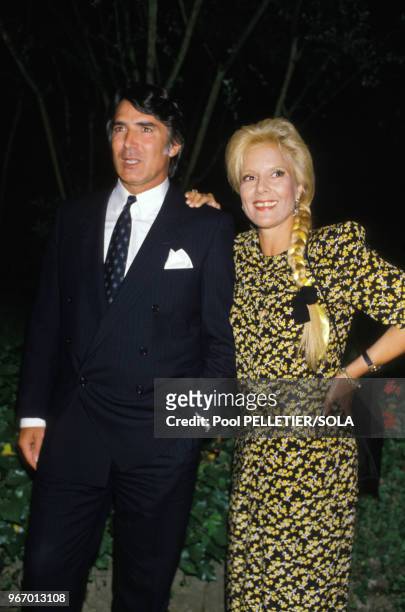 Sylvie Vartan et son époux Tony Scotti au Festival de Cannes le 13 mai 1986, France.