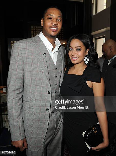 Player Carmelo Anthony and TV personality LaLa Vasquez attend the Carmelo Anthony Foundation All-Star brunch held at Hotel Joule on February 14, 2010...