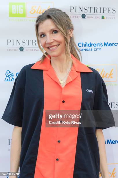 Sarah Chalke walks the Red Carpet before participating in bowling at Pinstripes during the Big Slick Celebrity Weekend benefitting Children's Mercy...